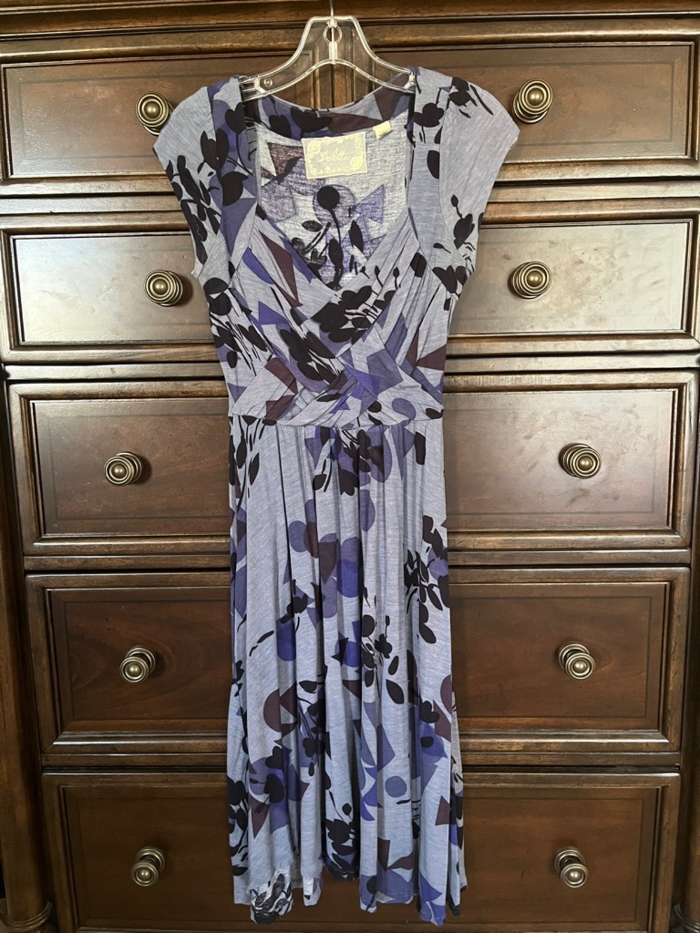 Anthropologie Deletta Floral-Geometric Dress with Lattice Bodice